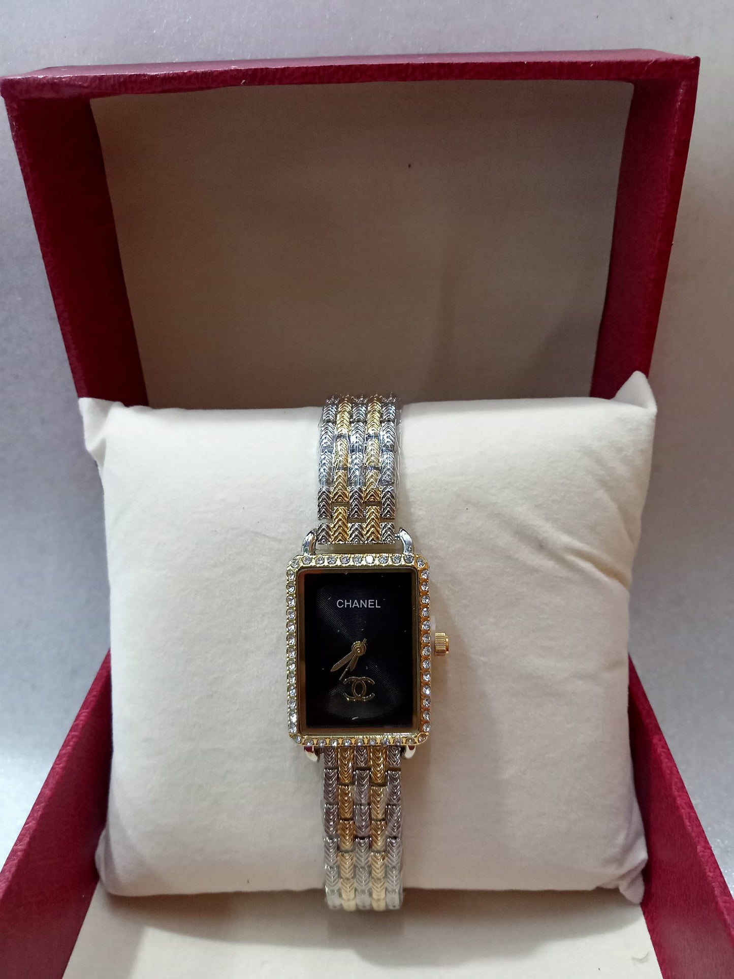 Chanel Square Dial Gold Watch For Women
