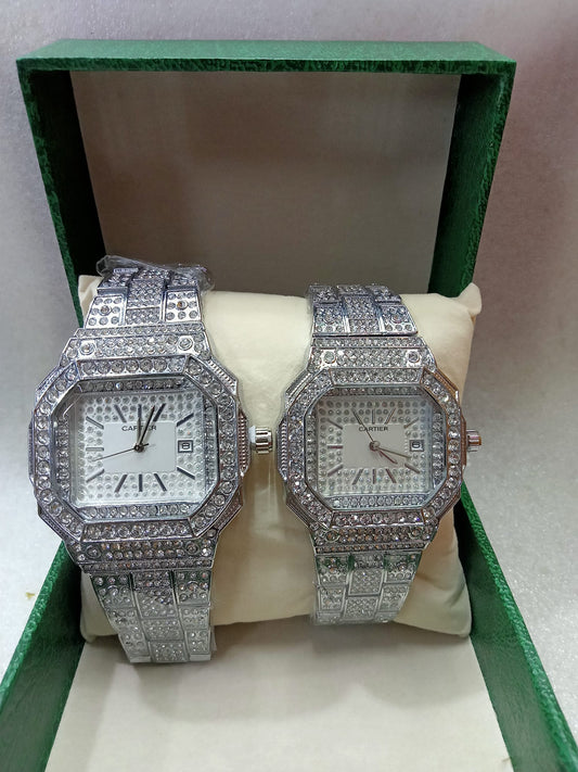 Cartier Iced Out Couple Watch