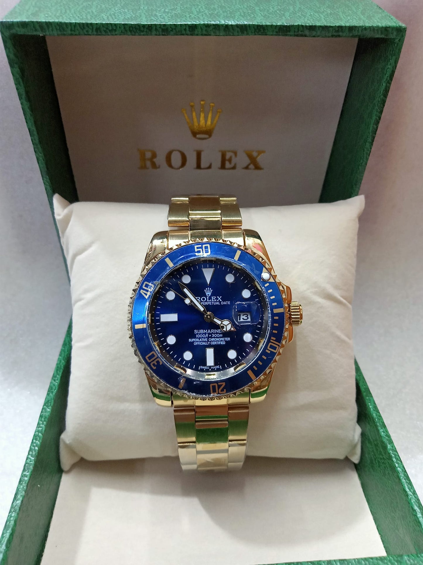 RLX Rotatable Bezel Gold Watch for Men