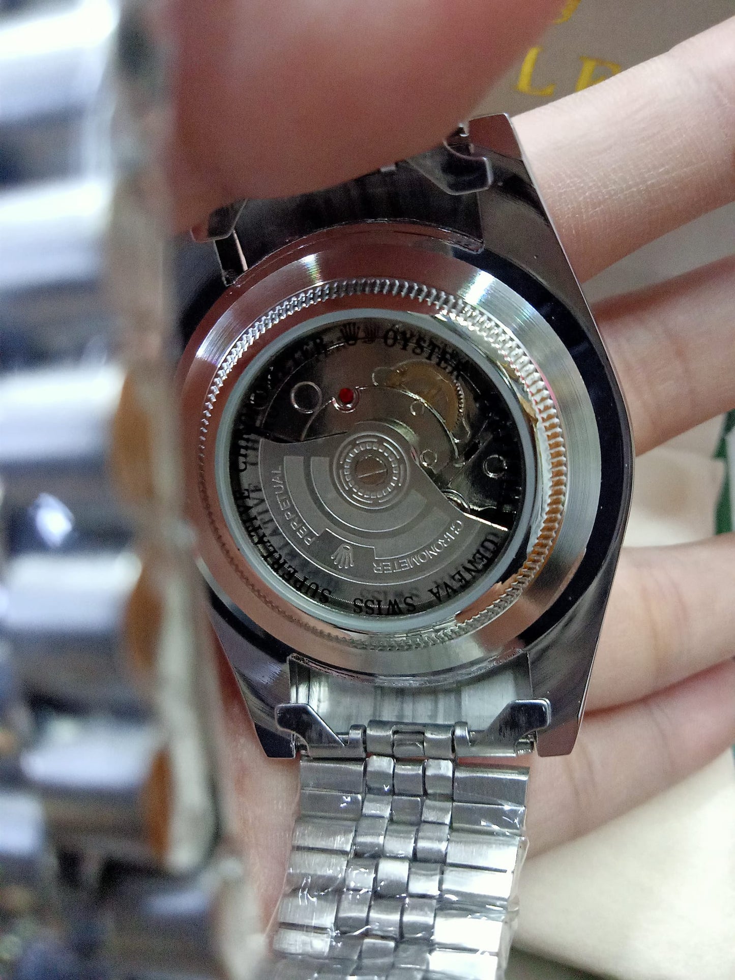 Rolex Datejust Open Back Silver Watch for Men
