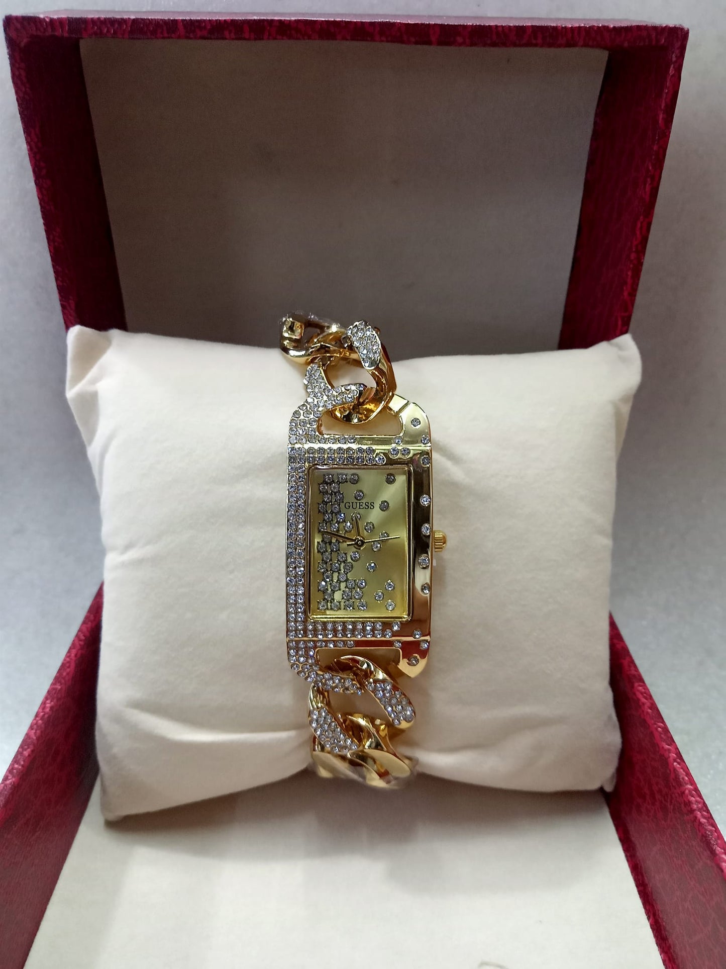 Guess Square Dial Gold Watch For Women