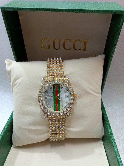 Gucci Gold Watch With Diamond For Women