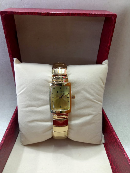 Dior Square Dial Gold Watch For Women
