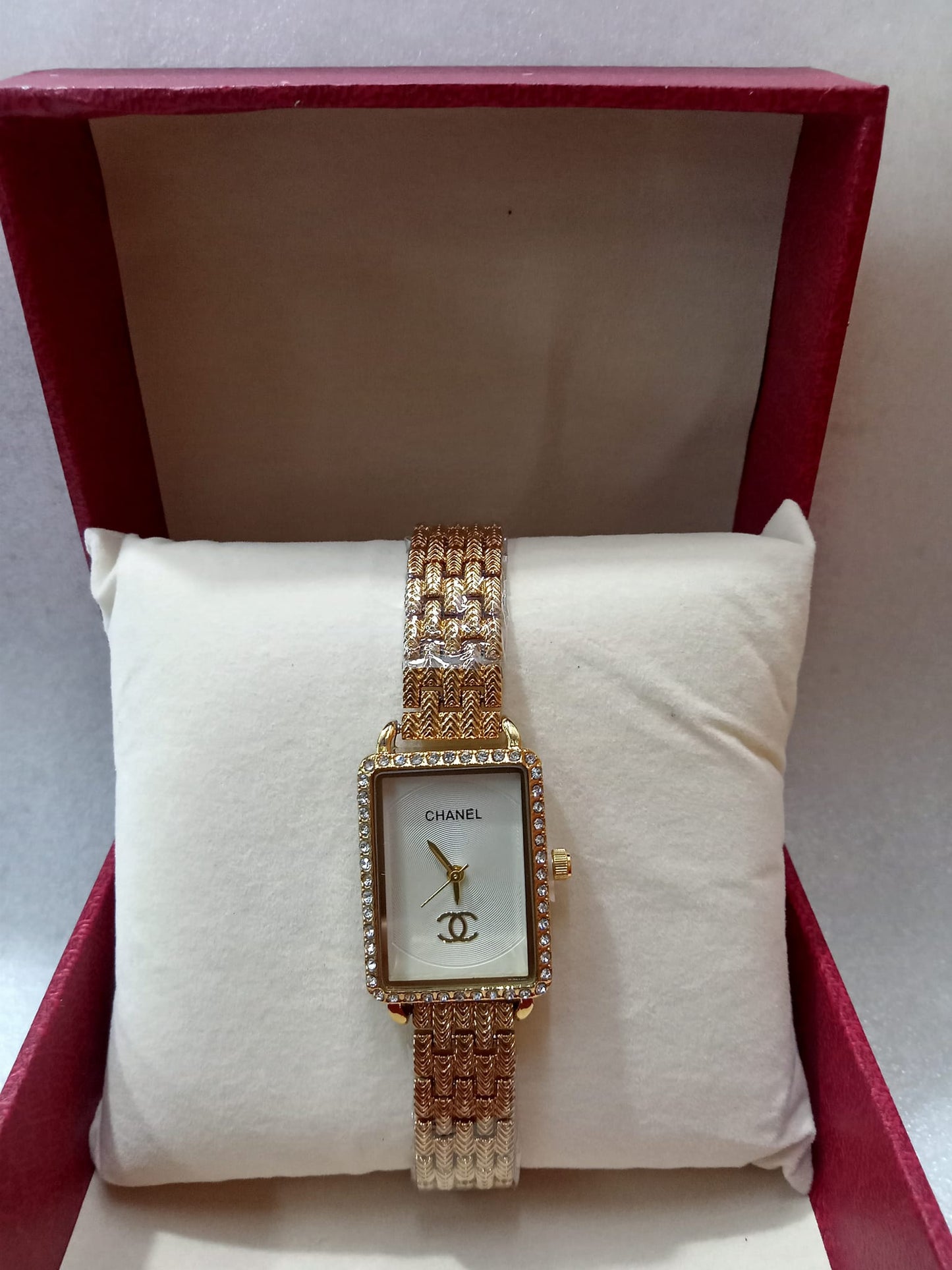 Chanel Square Dial Gold Watch For Women