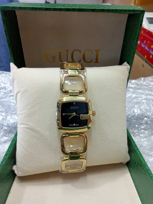 Gucci Square Dial Gold - Black Watch For Women