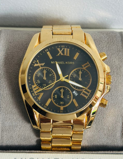 MK Gold Watch Black Dial for Men