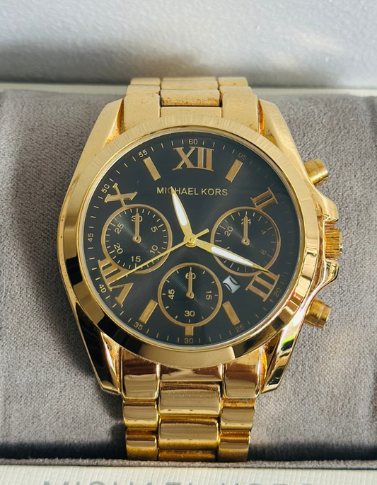 MK Gold Watch Black Dial for Men