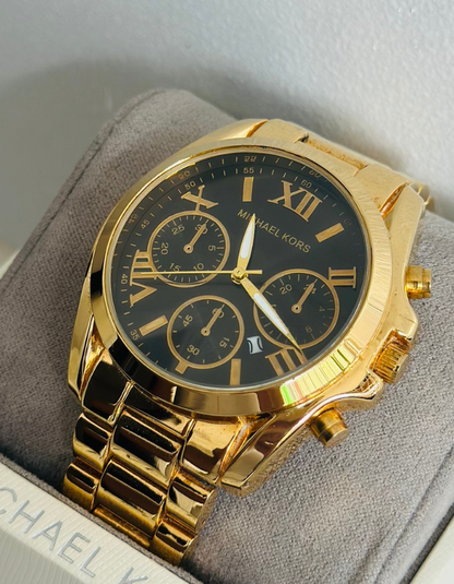 MK Gold Watch Black Dial for Men