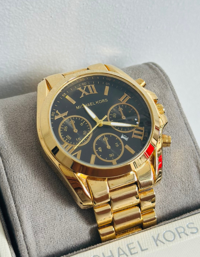 MK Gold Watch Black Dial for Men