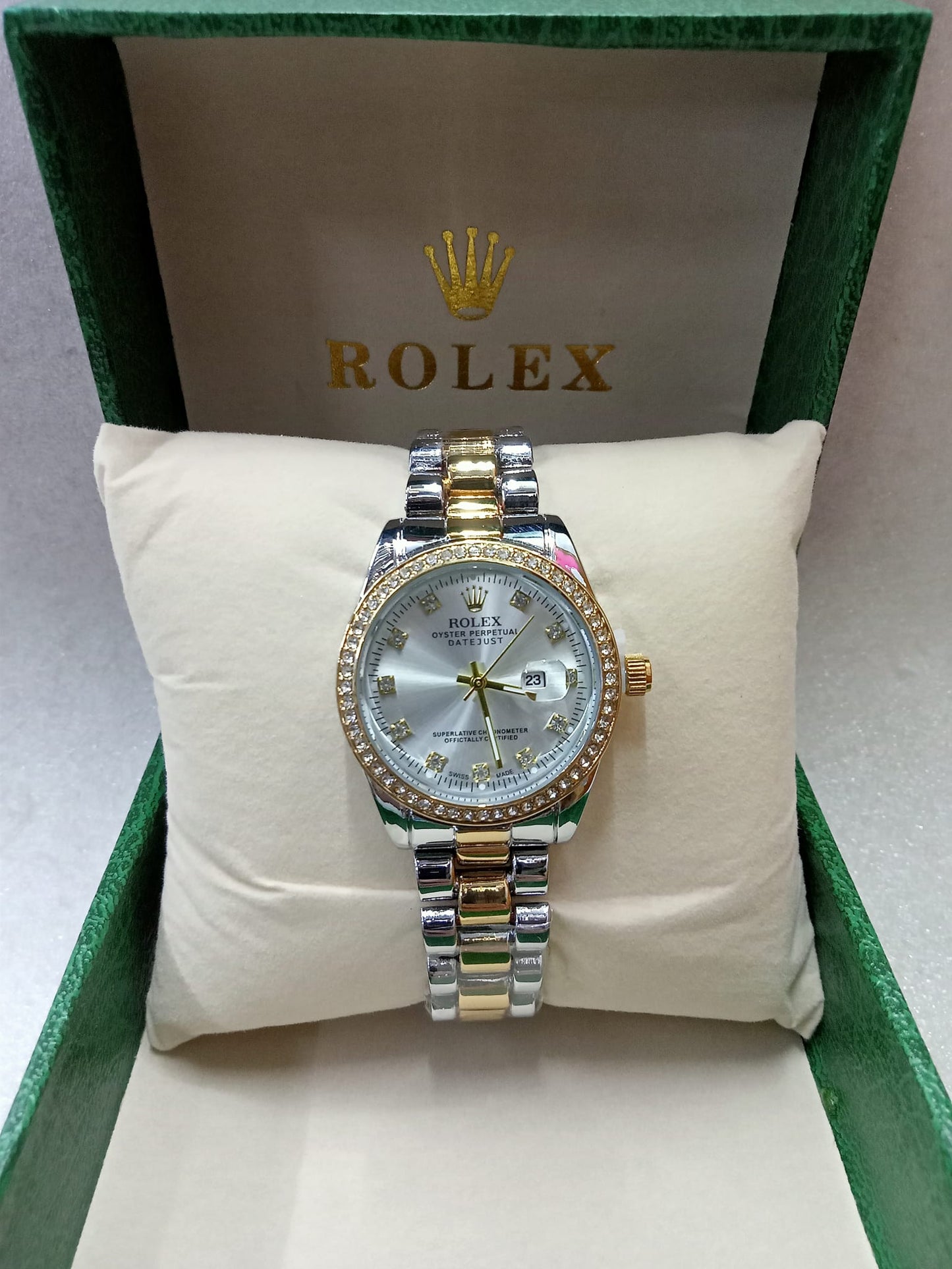 Rolex Big Face Silver And Gold