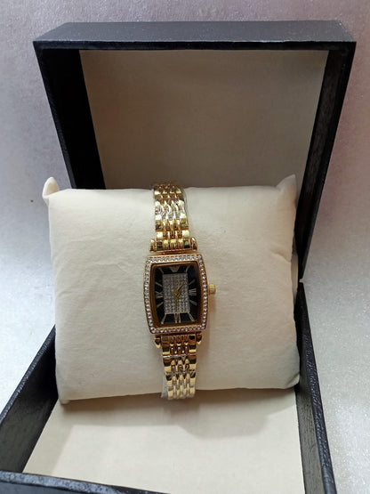 Square Face Gold Watch for Women