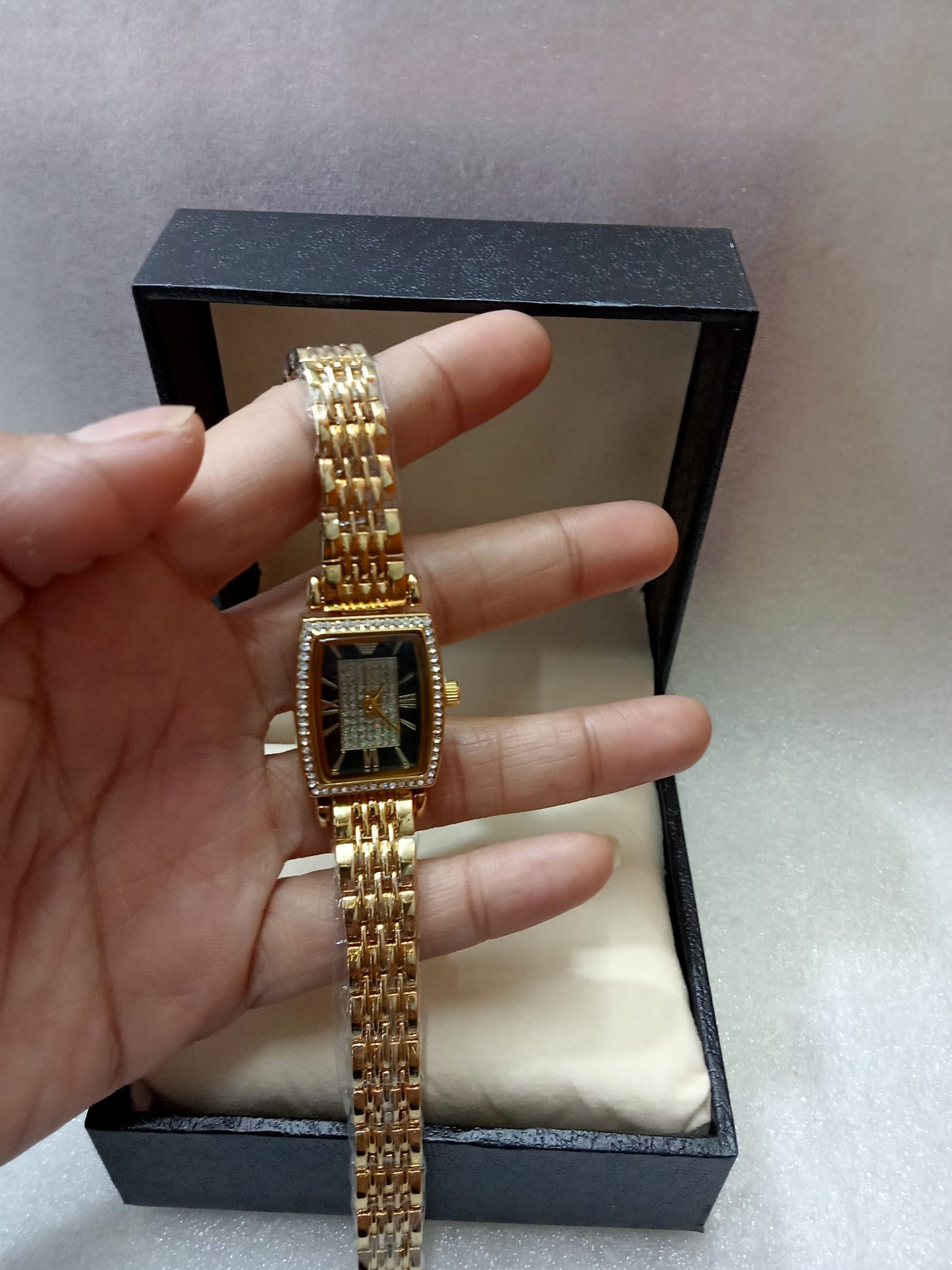 Square Face Gold Watch for Women