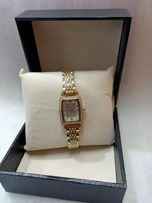 Square Face Gold Watch for Women
