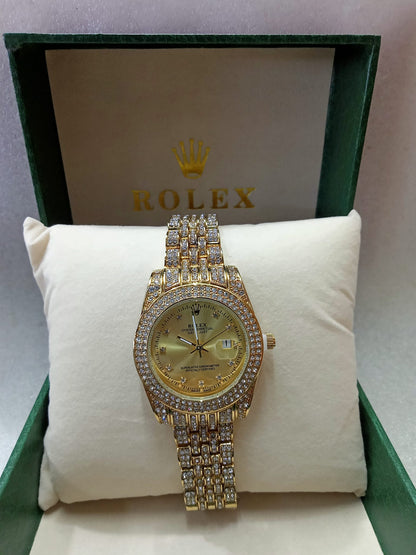 Rolex Gold Watch with Stone for Women