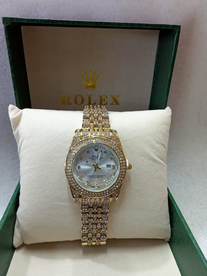 Rolex Gold Watch with Stone for Women