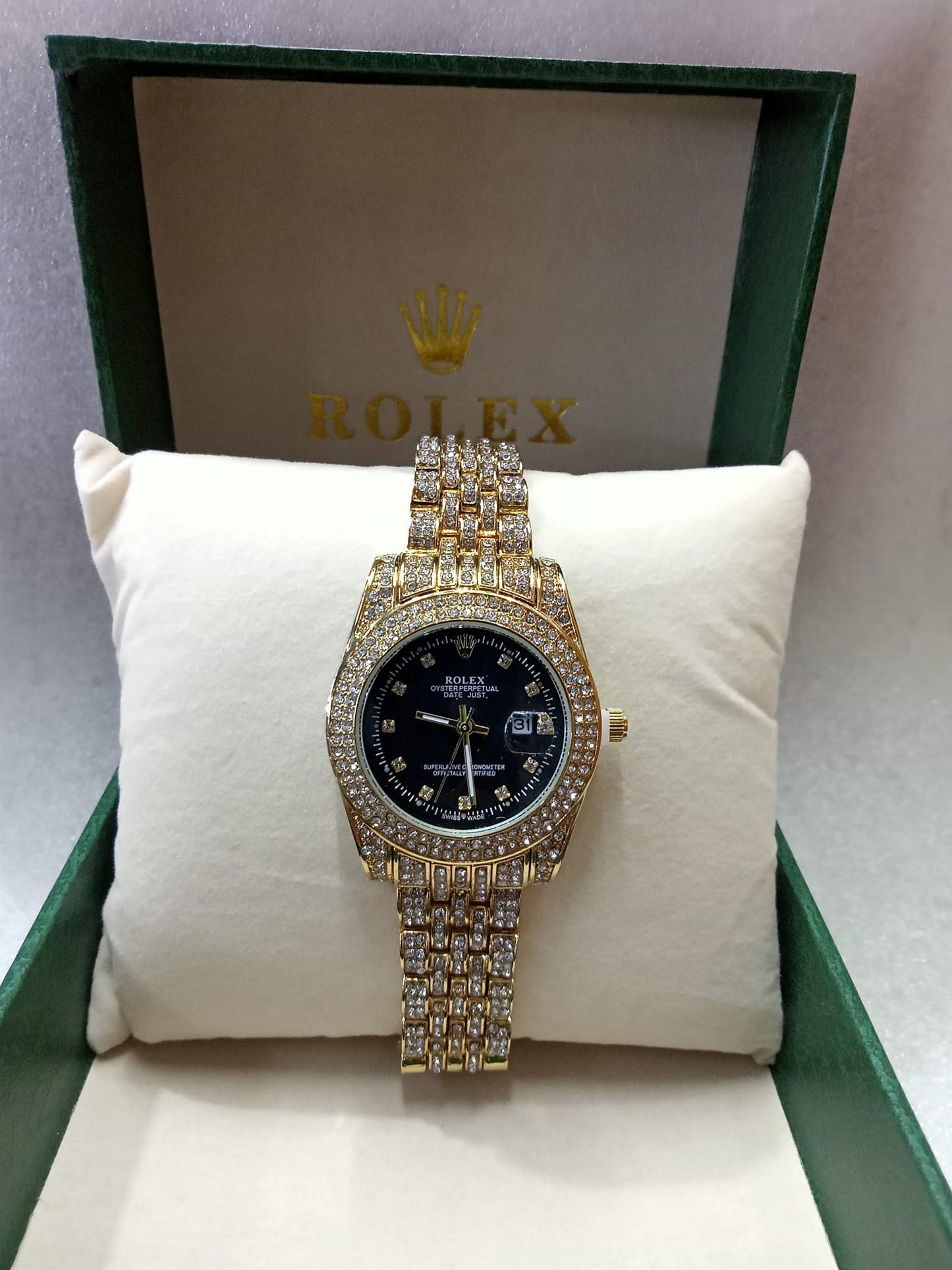 Rolex Gold Watch with Stone for Women