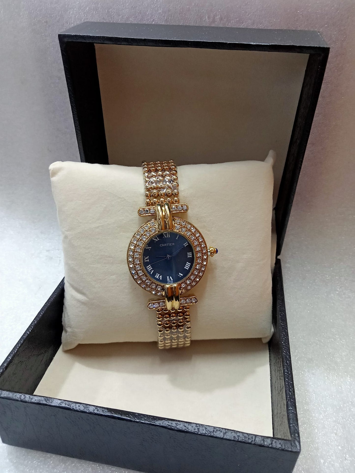 Cartier Gold Watch for Women Small Face Iced Out