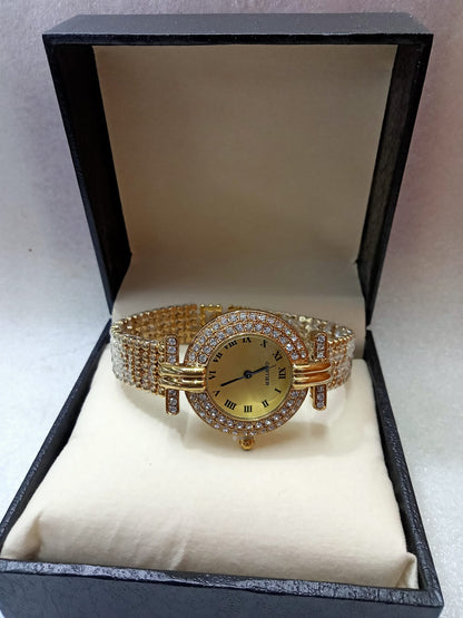 Cartier Gold Watch for Women Small Face Iced Out