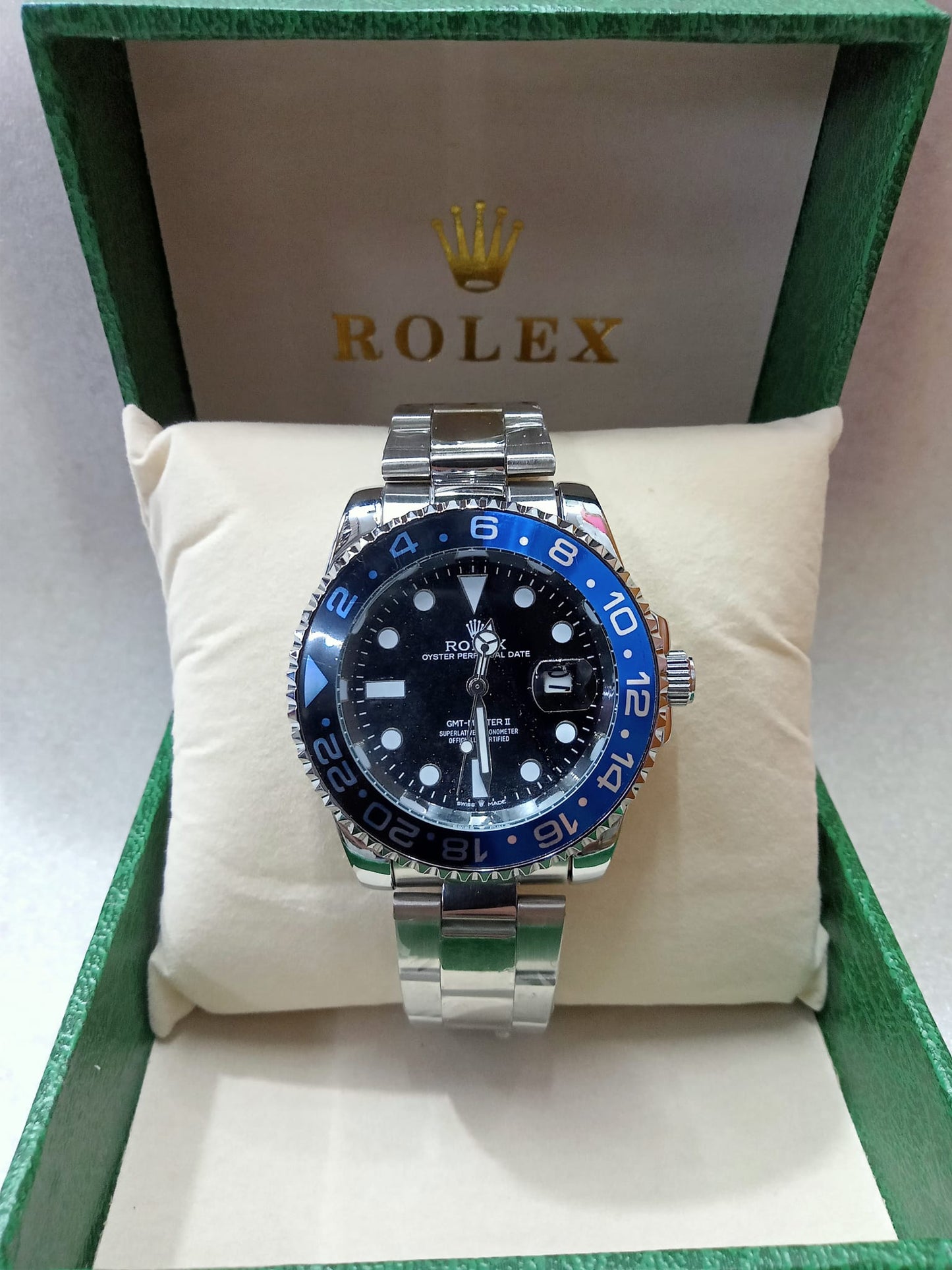 RLX Rotatable Bezel Silver Watch for Men