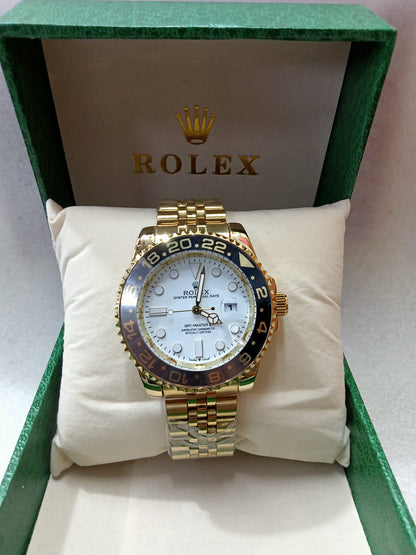 RLX Rotatable Bezel Gold Watch for Men