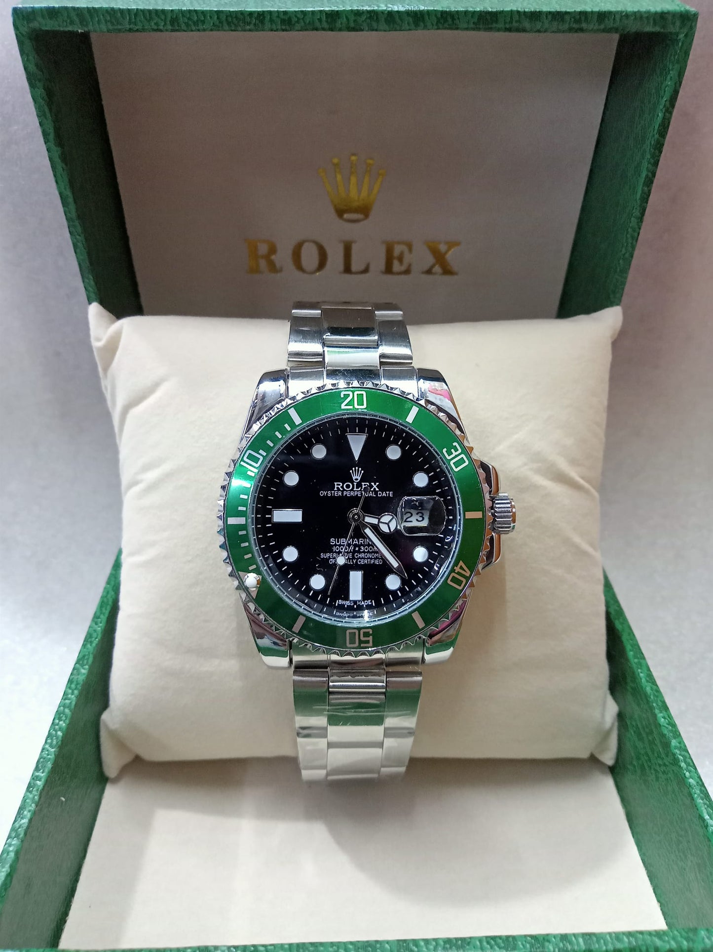 RLX Rotatable Bezel Silver Watch for Men