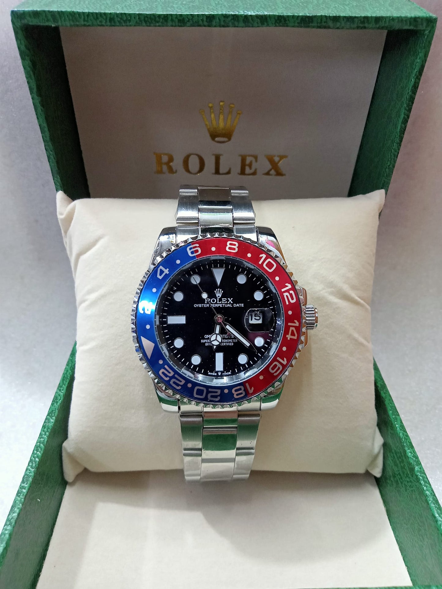 RLX Rotatable Bezel Silver Watch for Men