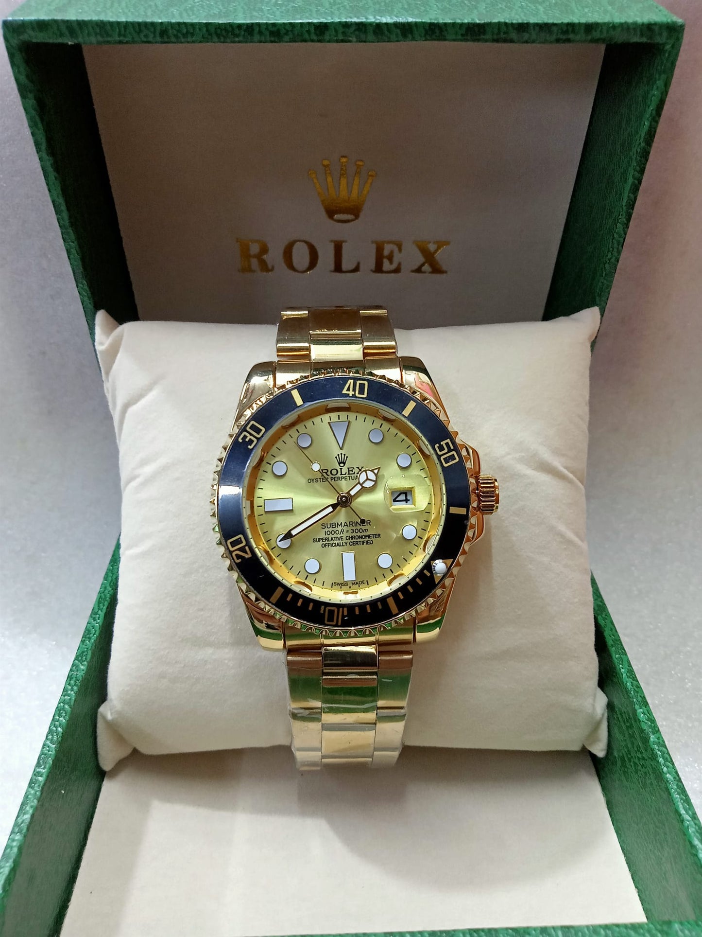 RLX Rotatable Bezel Gold Watch for Men