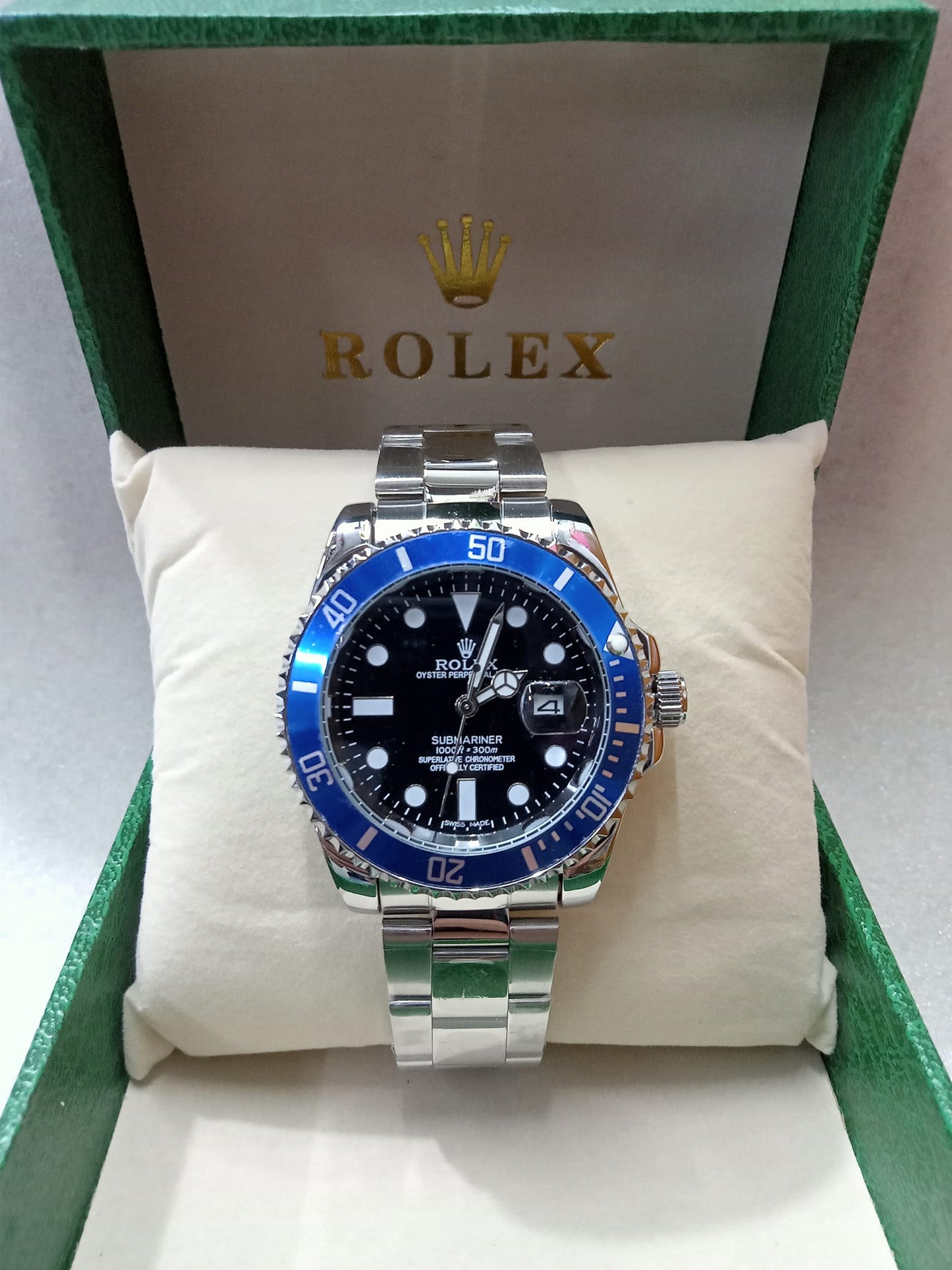 RLX Rotatable Bezel Silver Watch for Men