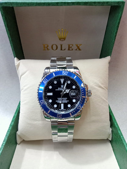RLX Rotatable Bezel Silver Watch for Men