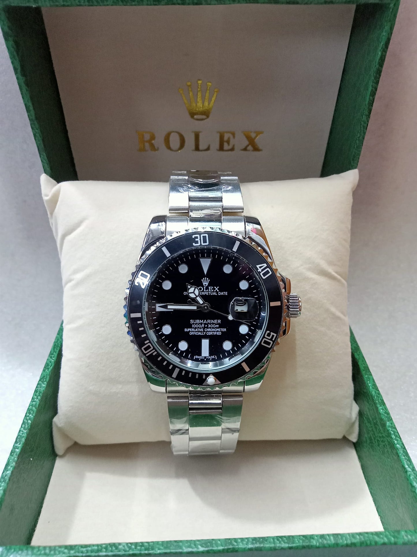 RLX Rotatable Bezel Silver Watch for Men