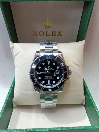 RLX Rotatable Bezel Silver Watch for Men