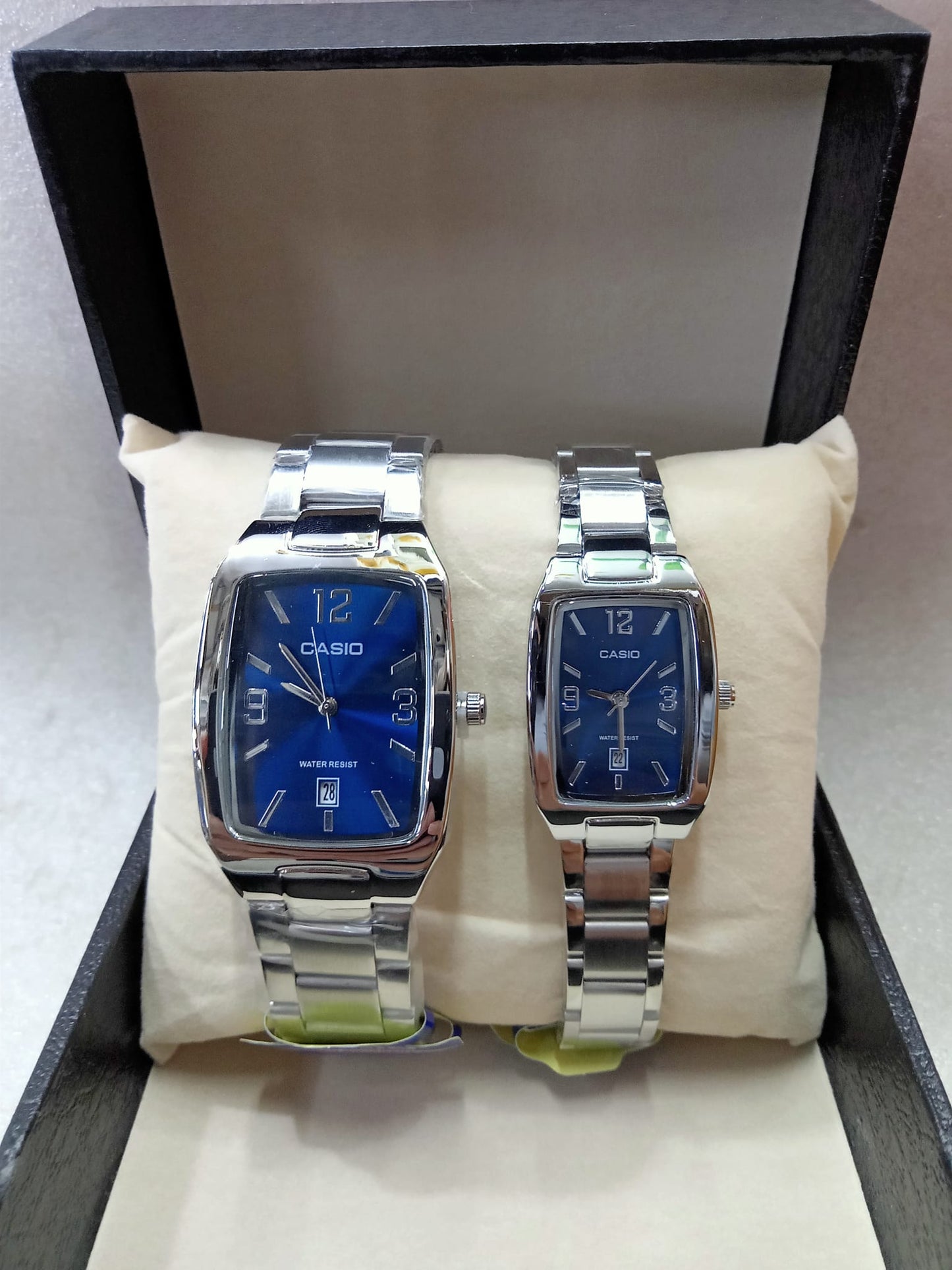 Casio Square face Silver and Gold Couple Watch