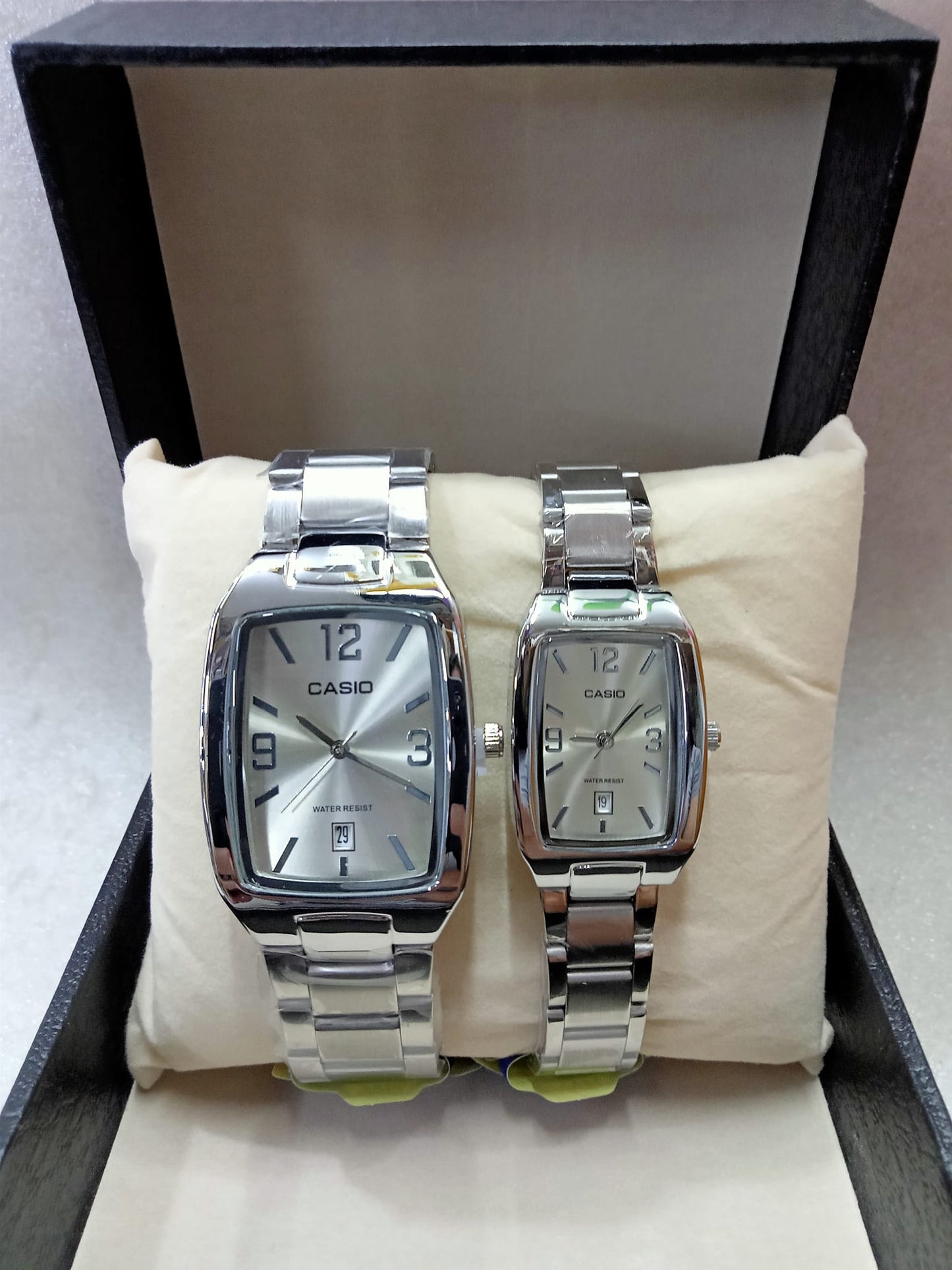 Casio Square face Silver and Gold Couple Watch