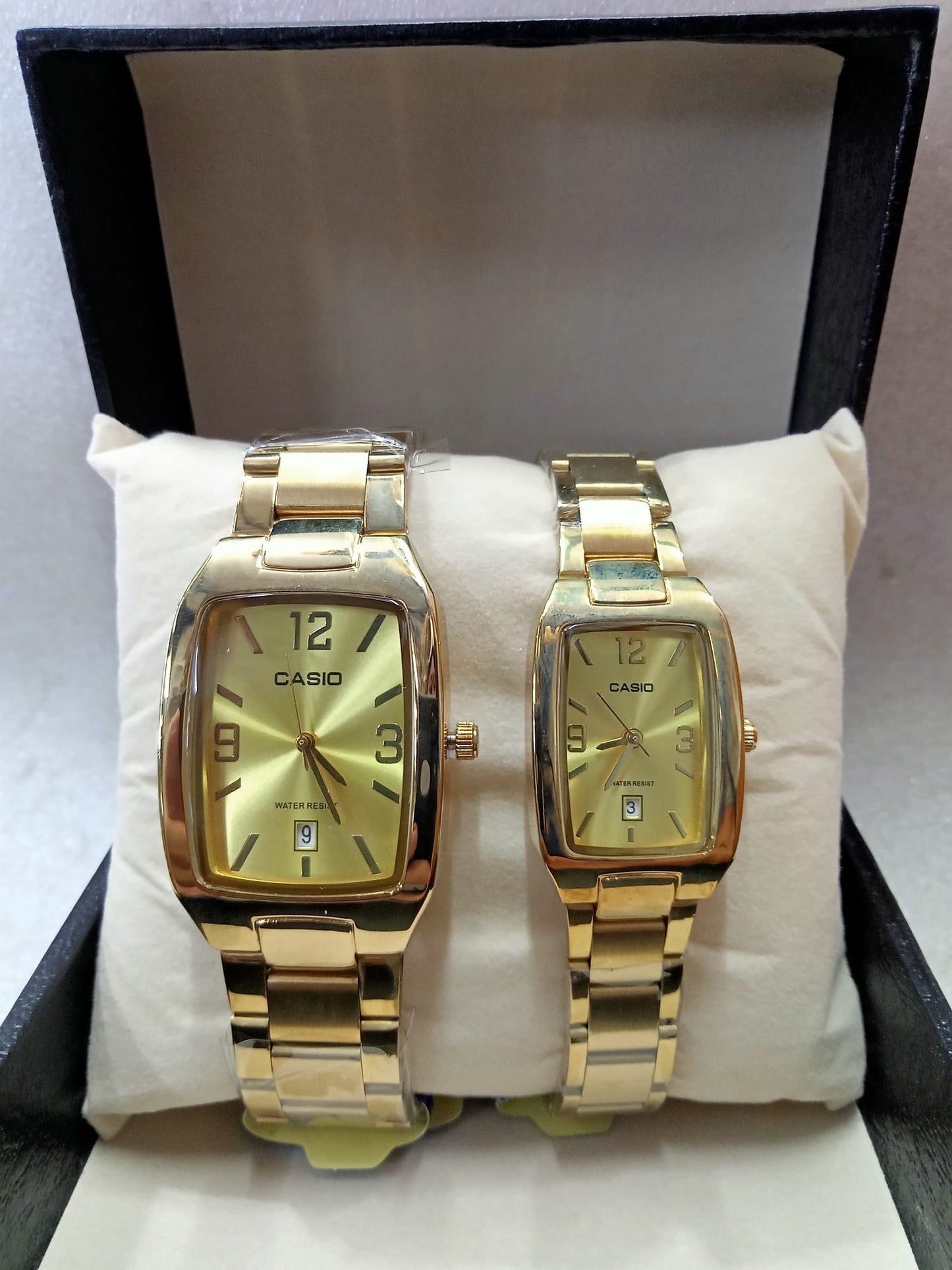 Casio Square face Silver and Gold Couple Watch