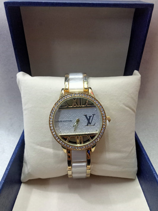 Louis Vuitton Big Face Watch With Diamond Studs