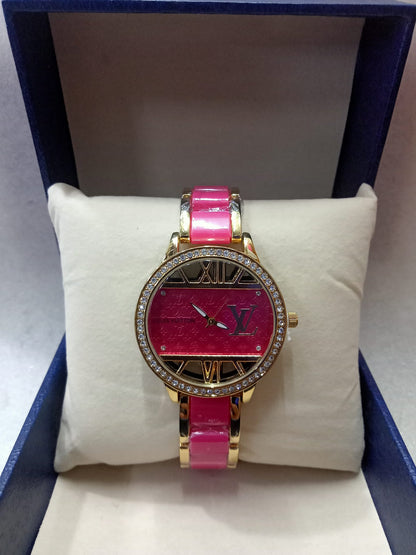 Louis Vuitton Big Face Watch With Diamond Studs