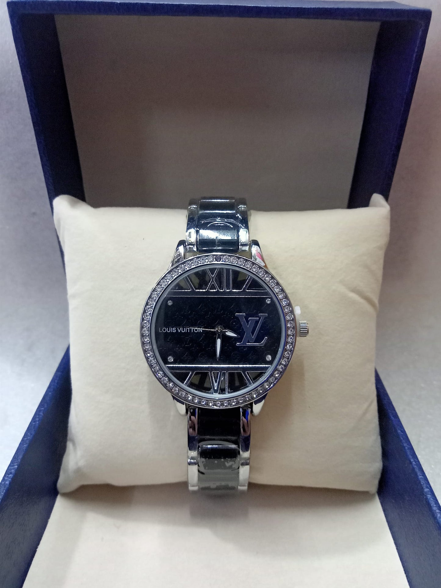 Louis Vuitton Big Face Watch With Diamond Studs