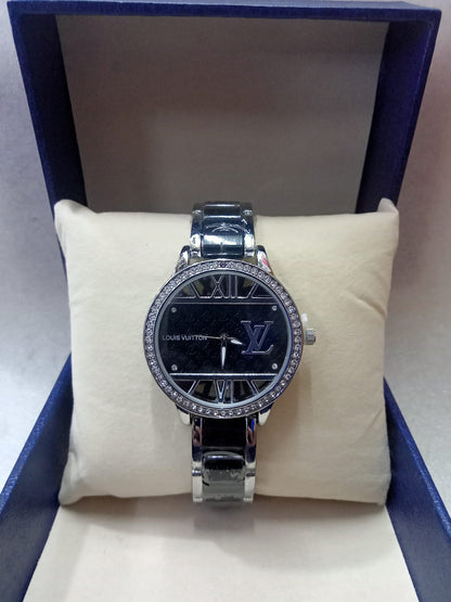 Louis Vuitton Big Face Watch With Diamond Studs