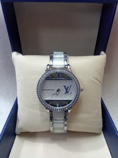 Louis Vuitton Big Face Watch With Diamond Studs