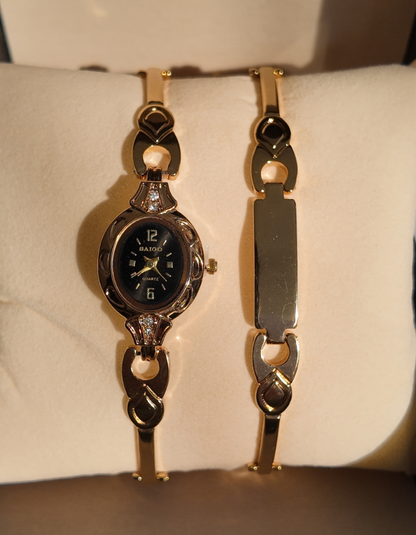 Saigo Small Face Gold Watch with Bracelet