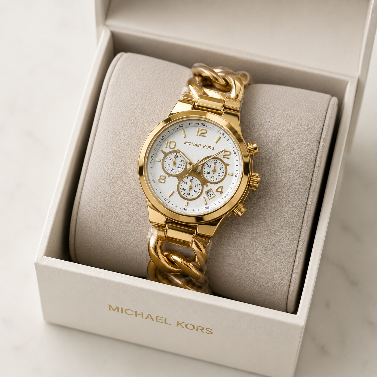 MK Chain Strap Gold Watch for Women